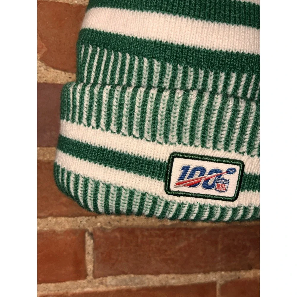 NY Jets Green‎ White Pom Beanie Knit Cuffed Hat Adult